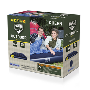 Flocked Air Bed Blue - Queen