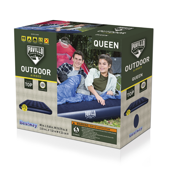 Flocked Air Bed Blue - Queen