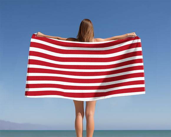 Baja Billy's™ Cabana Stripe Towel - red