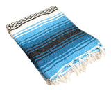 Woven Beach Blanket Large 48"x72" - teal & black