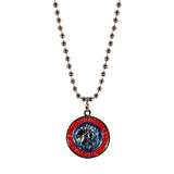St. Christopher Necklace Small - aqua/red