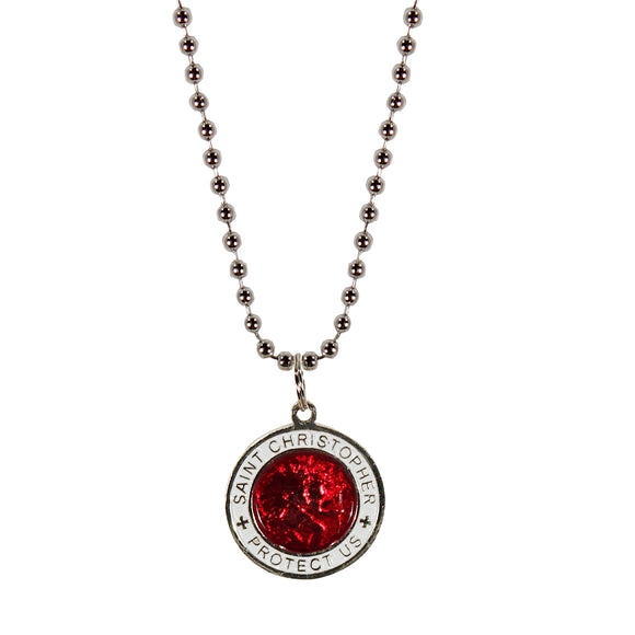 St. Christopher Necklace Small - red/white