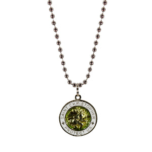 St. Christopher Necklace Small - green/white