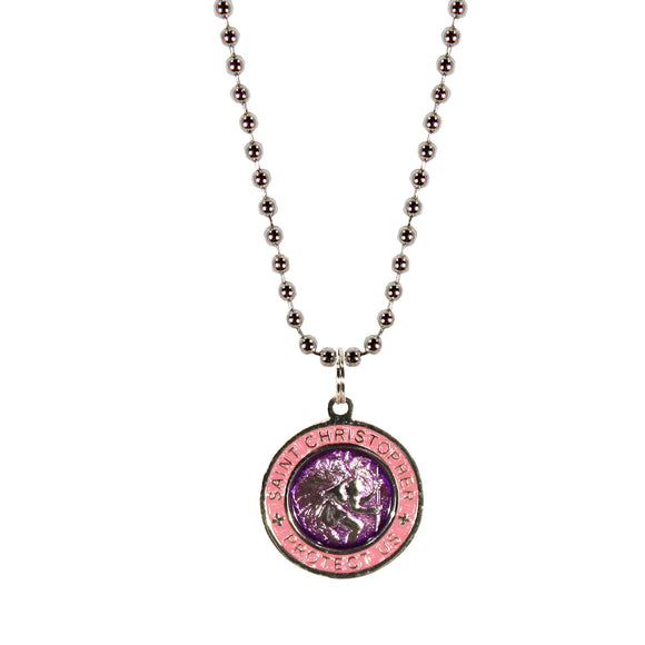 St. Christopher Necklace Small - purple/pink
