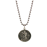 St. Christopher Necklace Large - silver/red