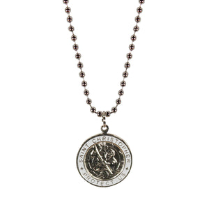 St. Christopher Necklace Large - silver/white