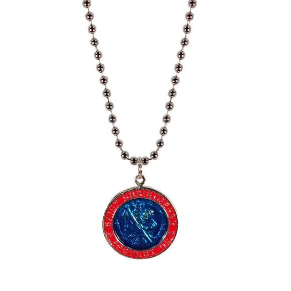 St. Christopher Necklace Large - royal blue/red